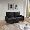thumbnail image 1 of 57 Inch Wide Upholstered Two Cushion Loveseat with Cambered Arms in Black Velvet, 1 of 13