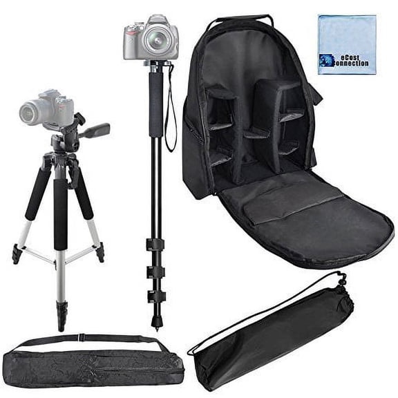 57" Inches Pro Series Aluminum Camera Tripod + Pro Series 72" Monopod w/ Quick Release + Deluxe Digital Camera / Video Padded Backpack for Canon Cameras