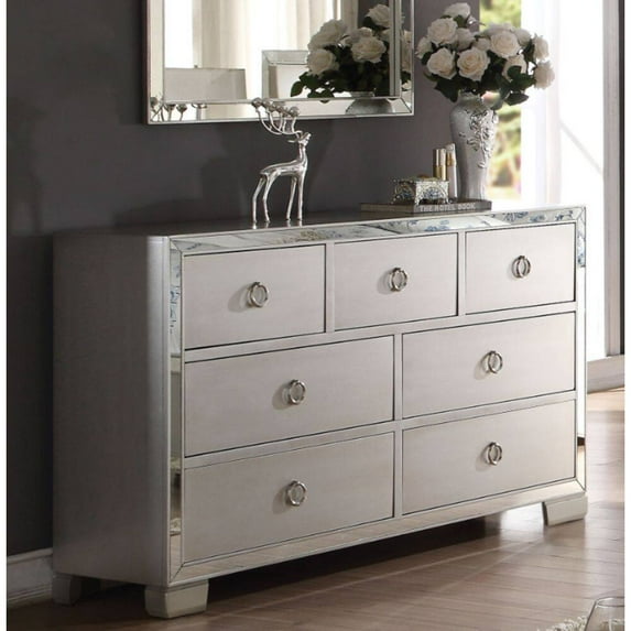 57''L X 15''W X 34''H Glam Contemporary Dresser in Platinum