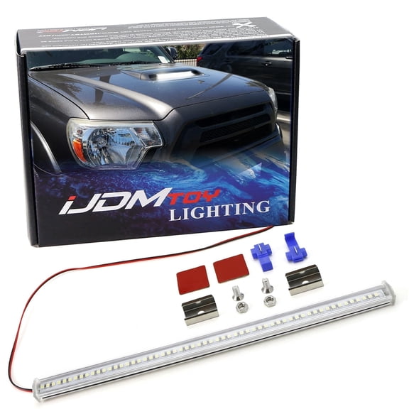 iJDMTOY Ultra Slim Fit 57-LED Exterior Decorative Lights Fits Toyota Tacoma, 4Runner Hood Scoop Mount Extremely Bright