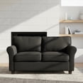 thumbnail image 1 of 57" Loveseat Sofa, Mid Century Modern Corduroy Couch with Thick Cushion, 2 Seater Small Sofa for Living Room Bedroom Apartment Office, Black, 1 of 9