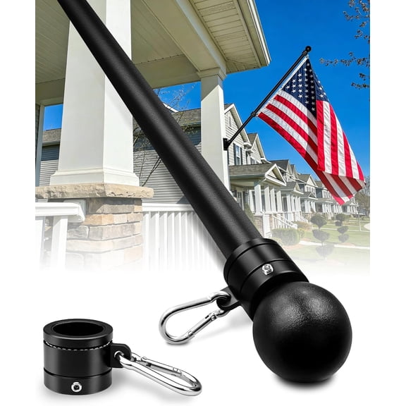 57" One-Piece Flag Pole, Heavy Duty Stainless Steel Flagpole, 2 Thicker Wall, Waterproof & Rust-Resistant, 360 Rotating Anti-Wrap Rings, Fits 1-Inch Brackets(Not Include) for House, Truck, Boat...