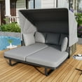 thumbnail image 1 of 57" Outdoor Patio Daybed Rattan Daybed Outdoor Sunbed with Detachable Pillows for Patio, Backyard, Pool, Grey, 1 of 9