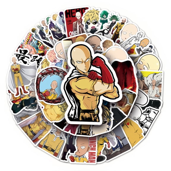 57 PCS For One Punch Man Cartoon Theme Water Bottle Stickers for Teens,Holiday Party Waterproof Vinyl Stickers for Suitcases,Skateboard,Laptop Stickers for Girls Boys Gift