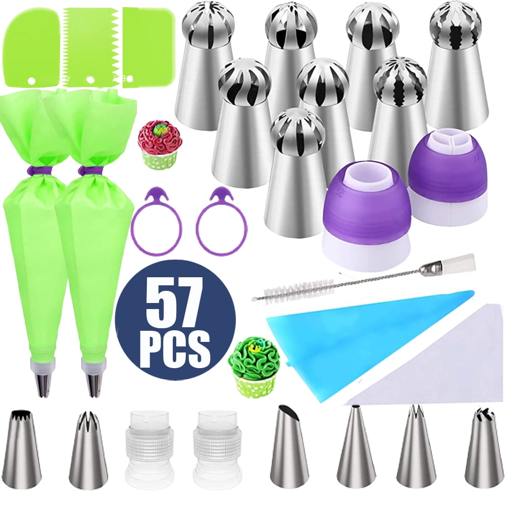 57 Pcs Russian Piping Tips Set, Nozzles Flower Frosting Icing Tips