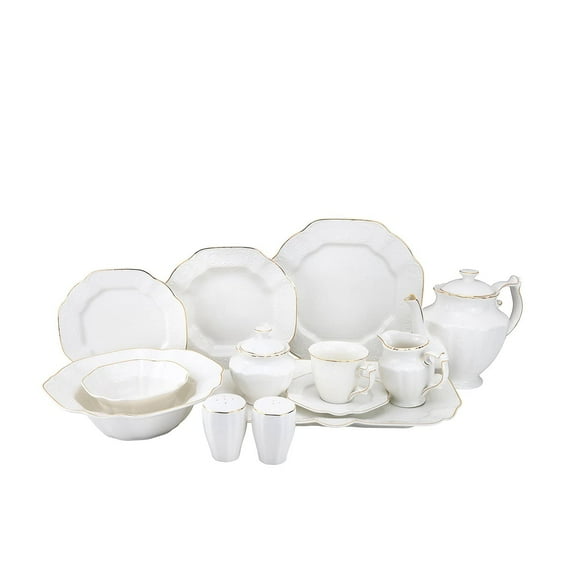 57-Piece Banquet Dinnerware Set, Luxury Porcelain Tableware, Service for 8