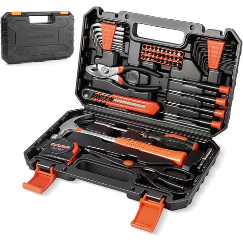 57 Piece All Purpose Household Hand Tool Kit, Basic Home Repair Tool Set with Wrench & Screwdriver, Portable Toolbox Storage Case Tools for Homeowner, DIY, Handyman, Home, Garage, Office & Dorm