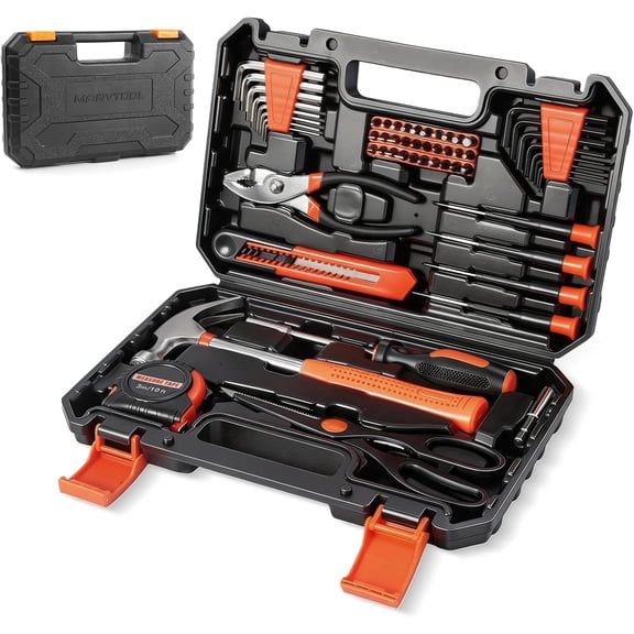 57 Piece All Purpose Household Hand Tool Kit, Basic Home Repair Tool Set with Wrench & Screwdriver, Portable Toolbox Storage Case Tools for Homeowner, DIY, Handyman, Home, Garage, Office & Dorm