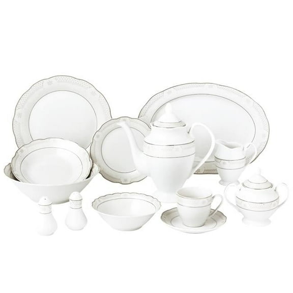 57 Piece Wavy Dinnerware Set & Porcelain China Service for 8 People - Atara