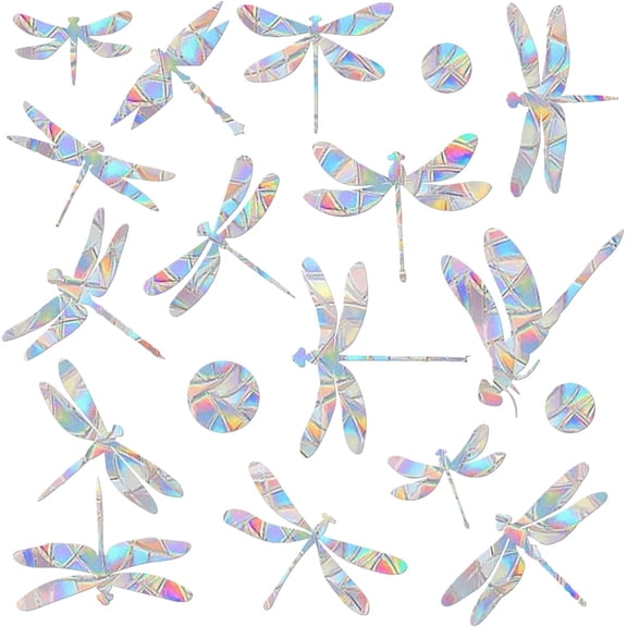 57 Pieces Window Clings for Birds - Anti-Collision Window Decals - Prismatic Non Adhesive Vinyl Rainbow Glass Stickers to Save Birds from Glass Strikes, JD-QT-57