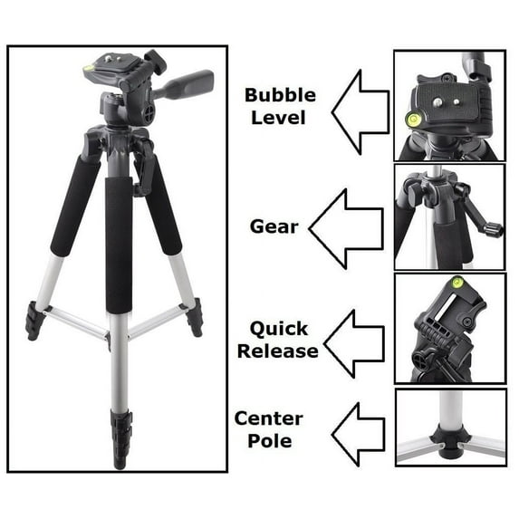 57" Pro Series Tripod with Case for Sony Alpha a6400 ILCE-6400