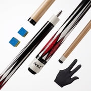 57" Red Billiard Pool Cue, 13mm Tip with Slow Thread Joint, Glossy Diamond Pattern Finish for Pool Players