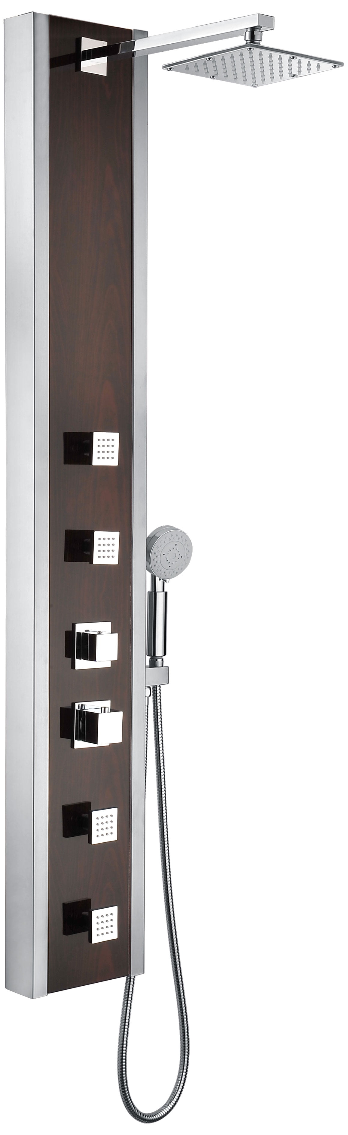 Mahogany Deco-Glass Full Body Shower Panel with Jets and Handheld