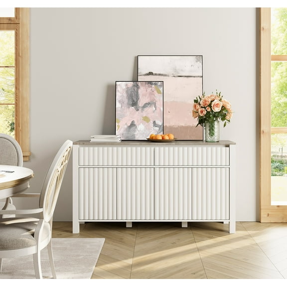 57" Sideboard Buffet Cabinet with Storage,Coffee Bar Cabinet with 4 Doors and 2 Drawers