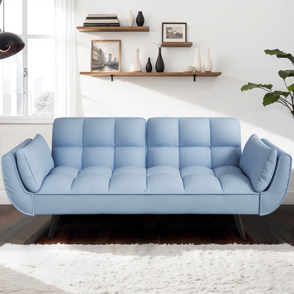 57" Velvet Sofa with Soft Double Armrest Pillows, Pillows for Apartments, Bedrooms Small Spaces
