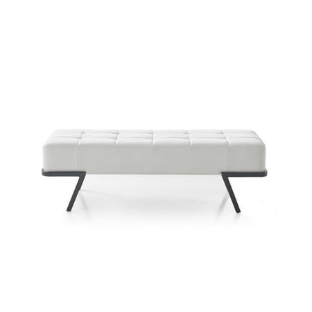 57" White And Black Upholstered Upholstered Bedroom Bench