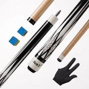 57" White Pool Cue Stick - 13mm Multi-Layer Leather Tip Billiard Cue with Slow Thread Joint, Glossy Topcoat & Diamond Pattern for Enthusiasts & Daily Practice