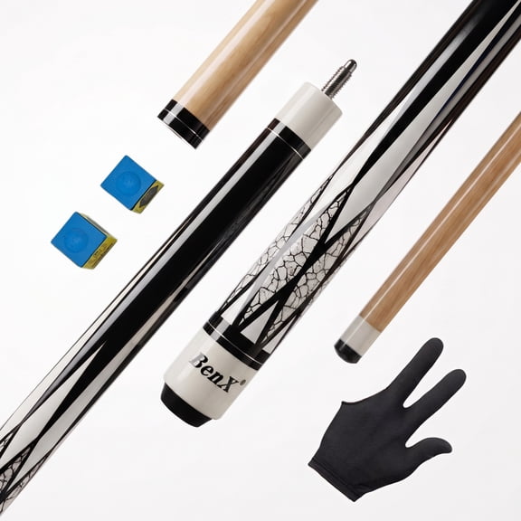 57" White Pool Cue Stick - 13mm Multi-Layer Leather Tip Billiard Cue with Slow Thread Joint, Glossy Topcoat & Diamond Pattern for Enthusiasts & Daily Practice