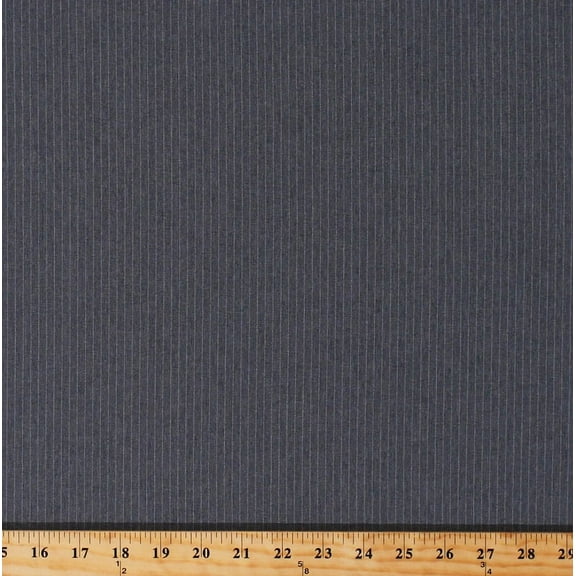 57" Wide Lexington Pinstripe 1/4" Stripes White on Gray Poly/Rayon Woven Fabric by the Yard (1157)