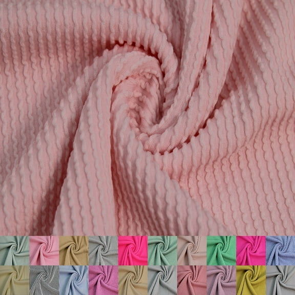 57" Wide Poly Rayon Spandex Rib Knit Fabric by the Yard - 240 GSM, Medium Weight, Soft & Breathable, 4-Way Stretch - Ideal for Clothing, Drapery, Tops & DIY- Pink Pale