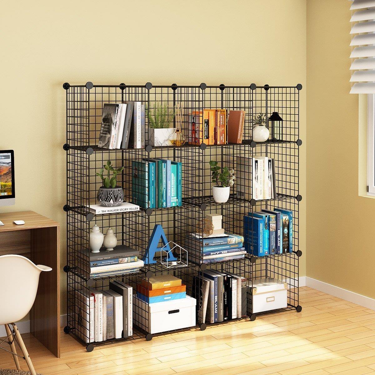 57" Wire Cube Storage 16 Cube Organizer Meta Storage Bins Shelving
