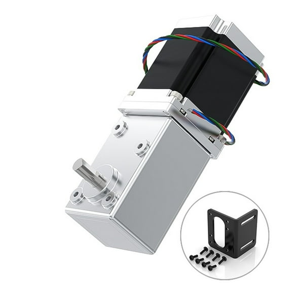 57 Worm Gear Deceleration Stepper Motor 5882 12V 24V Worm Gear Right Angle All Metal Gearbox Deceleration Drive High Torque Motor ,Low Noise - RATIO 50_BRACKET