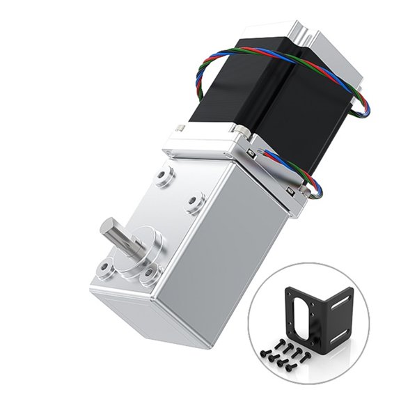 57 Worm Gear Deceleration Stepper Motor 5882 12V 24V Worm Gear Right Angle All Metal Gearbox Deceleration Drive High Torque Motor ,Low Noise - RATIO 545_BRACKET