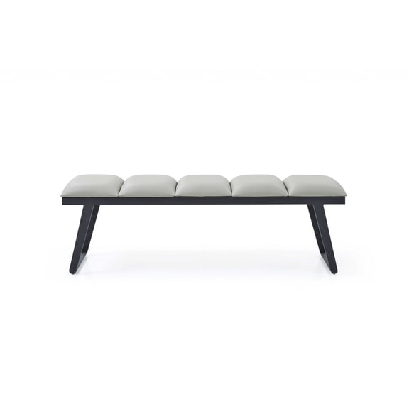 57" X 16" X 18" Light Grey Faux Leather Bench