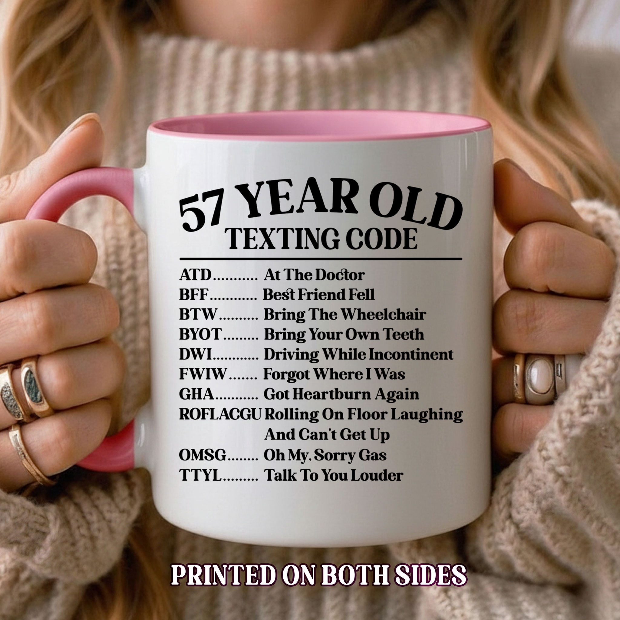 57 Year Old Texting Code Birthday Mug – Funny 57th Birthday Coffee Cup ...