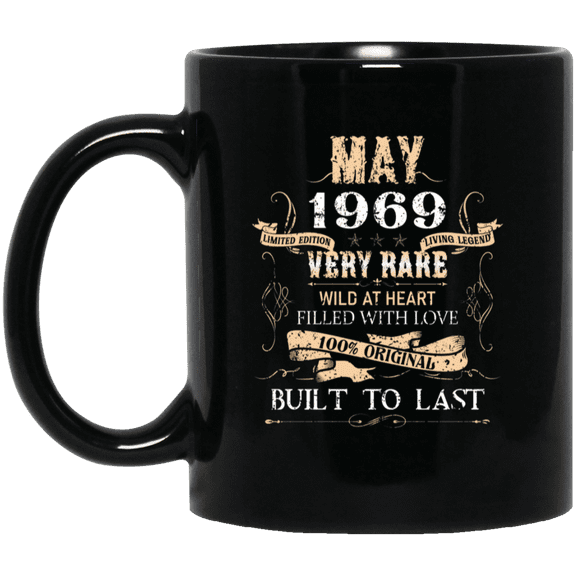 57 Years Old 57Th Birthday Vintage May 1969 Bday Gift Coffee Mug, 15oz Black Cup