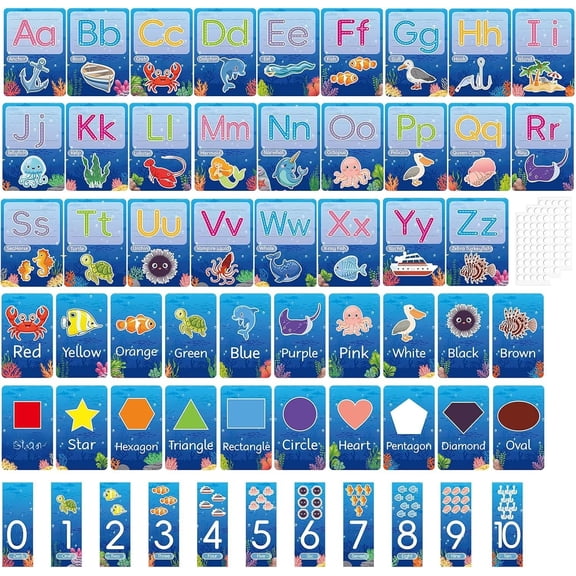 57 count Alphabet Poster, Under The Sea Classroom Decor | ABC Alphabet Poster, Number 0-10, Shape Color Bulletin Board, Decoration for School Classroom Decor Supplies