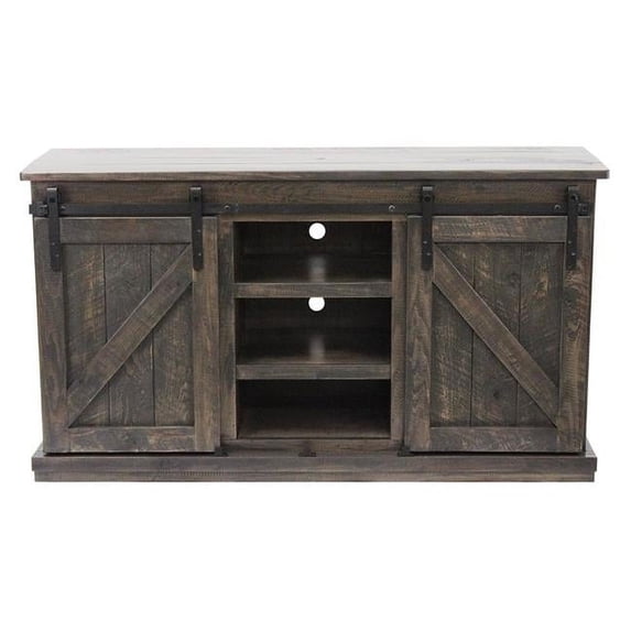 57 in. Rustic Quaint TV Stand, Rustic Barnwood