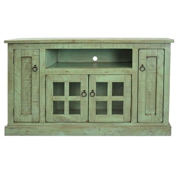 57 in. Rustic TV Stand, Rustic Aquamarine