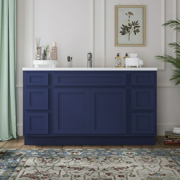 57 in. W x 21 in. D x 32.5 in. H Bath Vanity Cabinet without Top in Blue