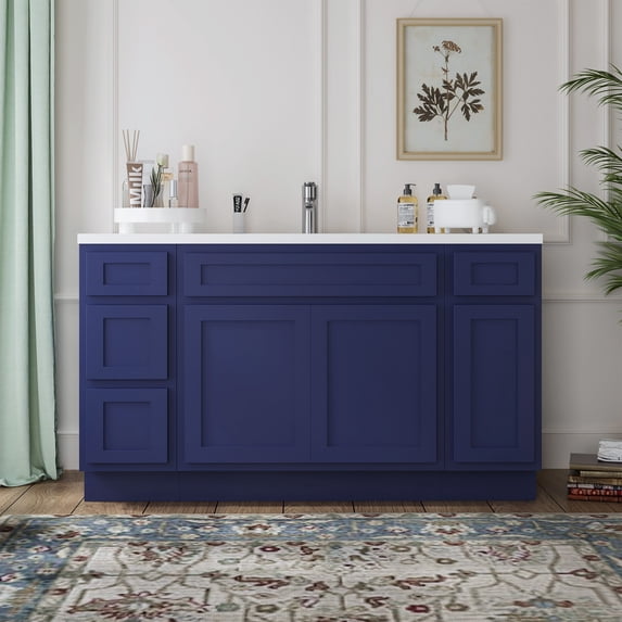 57 in. W x 21 in. D x 32.5 in. H Bath Vanity Cabinet without Top in Blue