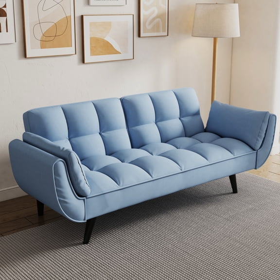57-inch Blue Sofa with Solid Wood Frame | Easy to Assemble for Quick Setup | Provide Comfortable Seating for 2