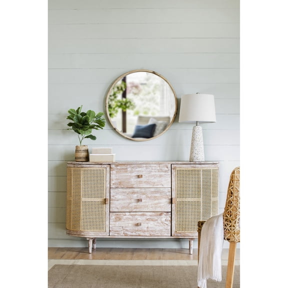 57 - inch Deep TV Console with Mixed Materials | In Living Room for Media Use | Keeps Gadgets Tidy