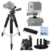 57 inch Pro Series Aluminum Tripod + Tripod Mount For All GoPro Hero Cameras + eCostConnection Microfiber Cloth