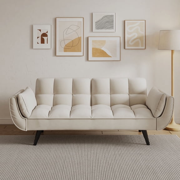 57-inch yellow - Multifunctional sofa - Studio living - Well-distributed stitching for comfort