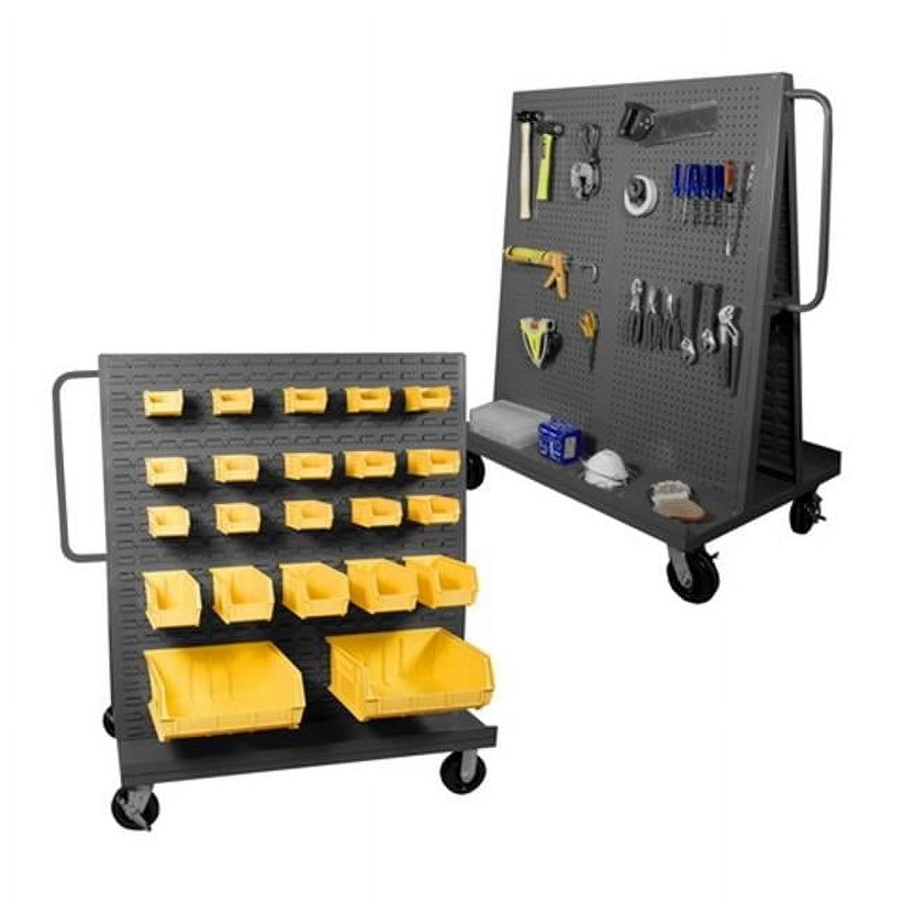 57 x 48 x 30 in. Steel & Iron A Frame Truck with Louvered Panels & Pegboard on Either Side