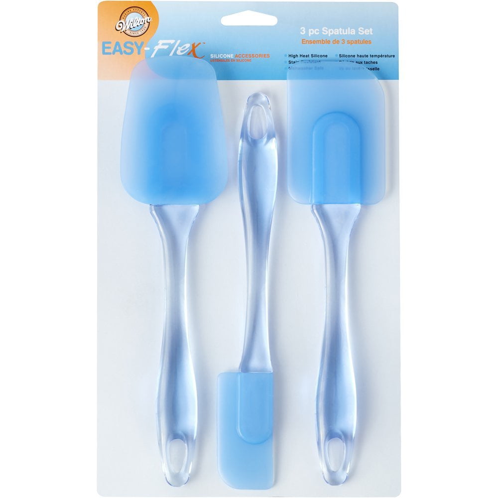 Wilton Easy-Flex Blue Silicone Spatula Set with Clear Acrylic Handles