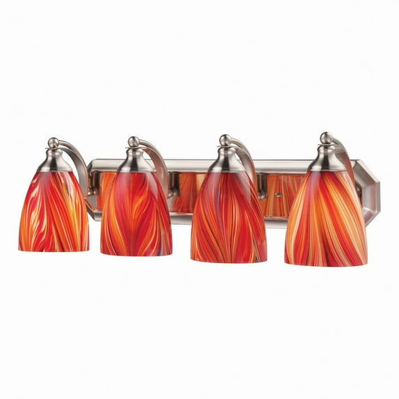 Vanity Bathbar-Bulb:Incandescent Bulb,Finish:Satin Nickel,Number of Lights:4,Shade:Multi