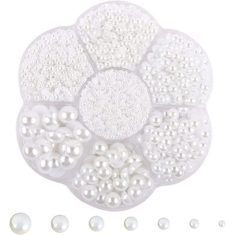 5700 Pcs Half Pearls for Crafts,Nail Pearls for Nails Art for Crafting DIY  Accessory,Flatback Pearls gems for Makeup,White Neatly Organized Craft  Pearls for Artists Creative (2/3/4/5/6/8/10mm) 