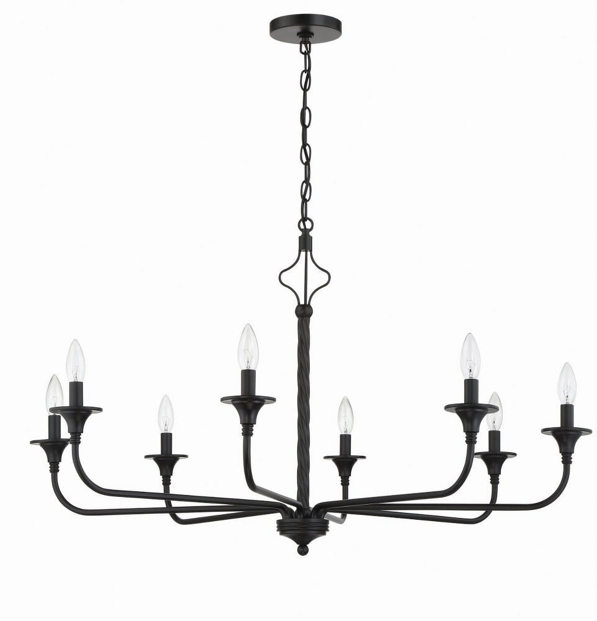Flat Black 8-Light Candle Style Chandelier