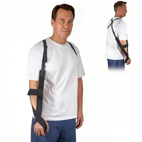 5702957 Arm Sling, Adjustable shoulder Strap with 4-Lab Lock, Breathable fabric for All-Day Comfortable, Black (Large: Height 5'10"-6'4",Weight 180-235 lb)$$