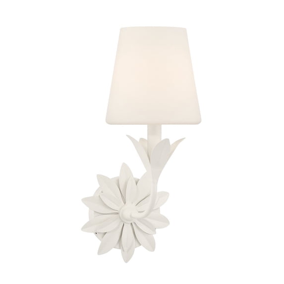 571-OP-MT Crystorama Lighting Broche - 1 Light Wall Sconce-15 Inch Tall and 6.5 Inch Wide-Matte White Finish