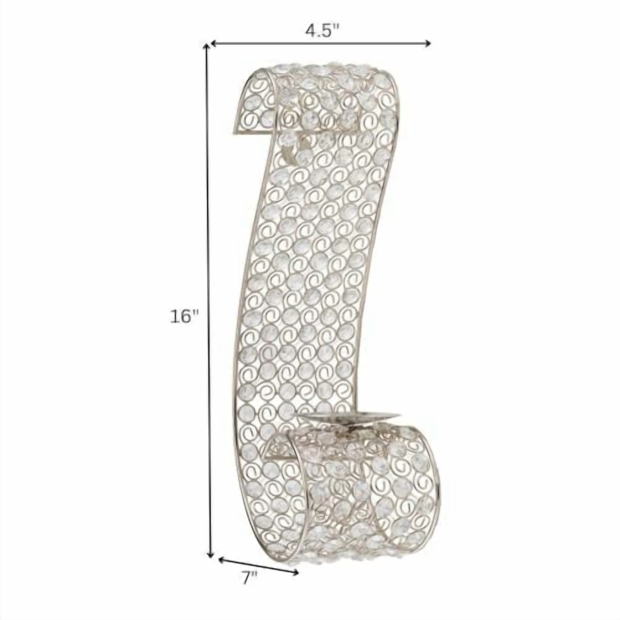 5716 Voluta Cristal Scroll Wall Sconce, Silver and Crystal Wall Decor, Wall Candle Holder Sconce, Home Decor, Wall Decor, Candle Holder Decor, Candle Sconce, 4.5" L X 7" W X 16" H