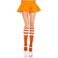 thumbnail image 1 of 5726-ORANGE-WHITE Acrylic Knee High Socks with Striped Top, Orange & White, 1 of 1