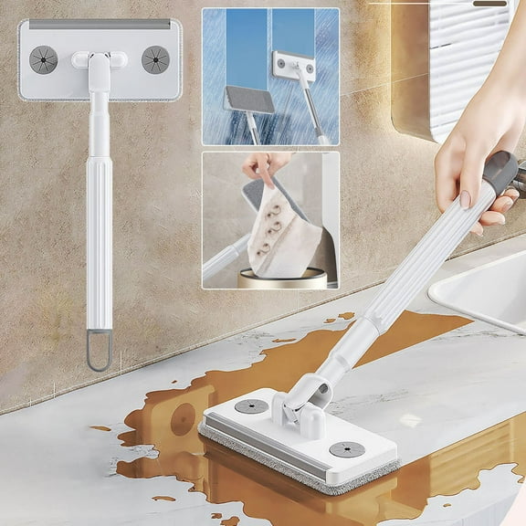 573. Lazy Mop with Disposable Cloth, 360° Rotating Floor Cleaner, Hand-Free Cleaning for Hardwood Tile, Under Furniture Design, Lightweight Stainless Steel Handle, Reusable & Washable Pad