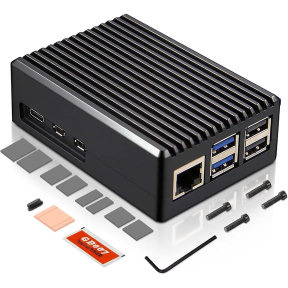 573 aluminum enclosure suitable for Raspberry Pi 5, fanless heavy passive cooling armor enclosure, with cooling columns and copper heat sinks, compatible with Raspberry Pi 52/4/8/16